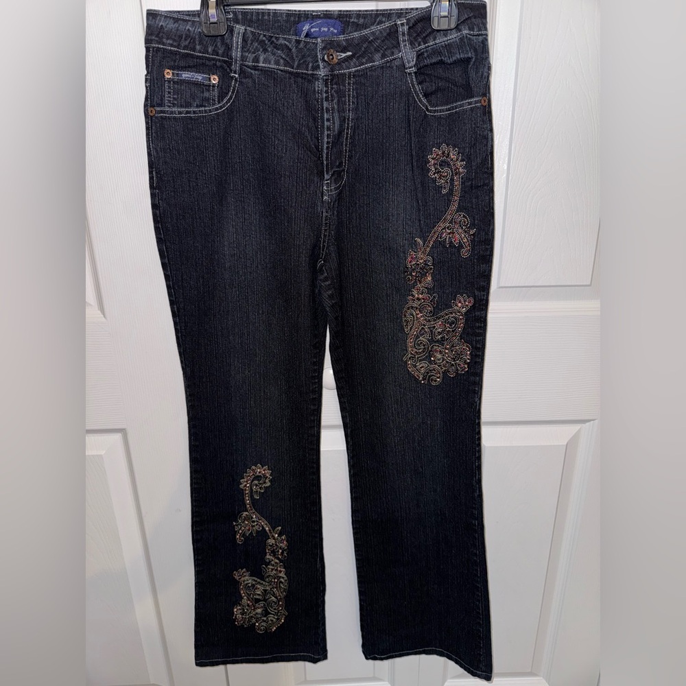 Juniors Beaded Jeans, size 12-14, Like New Condition